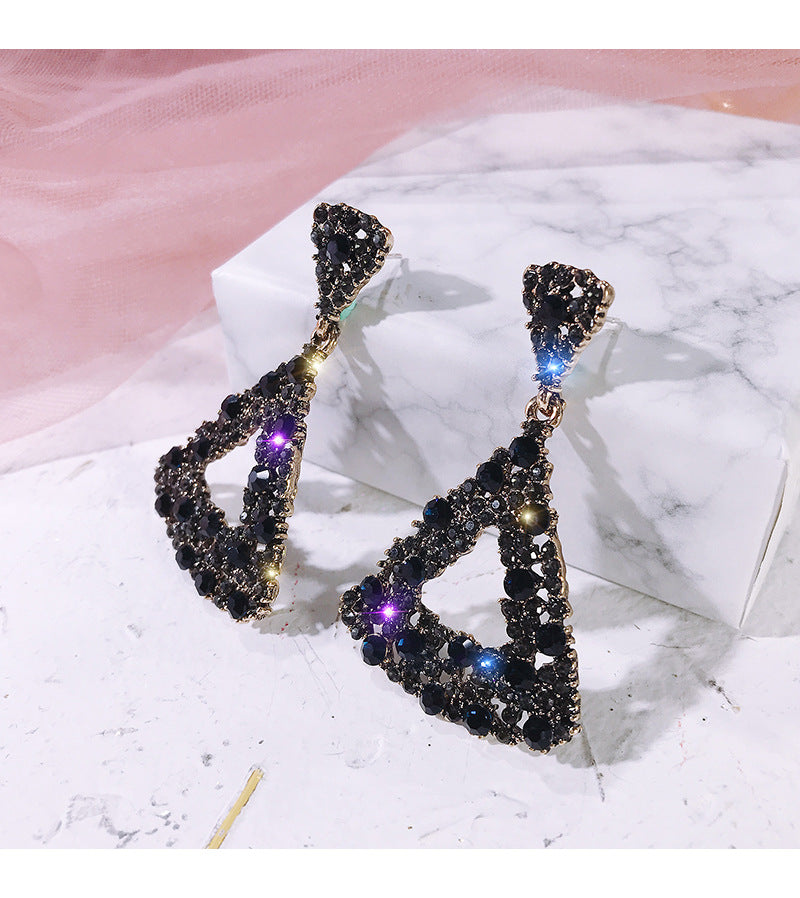 Triangle geometric rhinestone earrings -E1097B