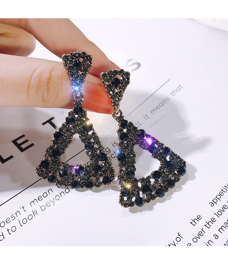 Triangle geometric rhinestone earrings -E1097B