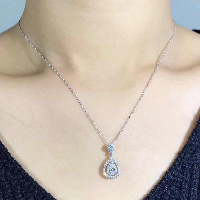 18-karat gold-plated collarbone chain drop pear pendant-D685W