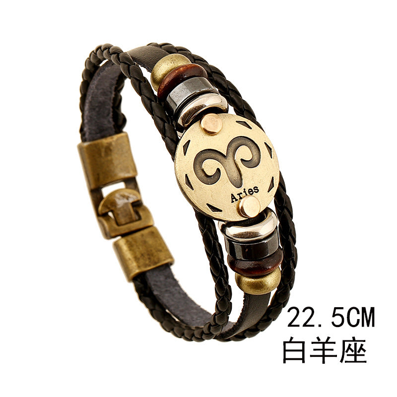 Aries Men's leather Bracelet -BL288