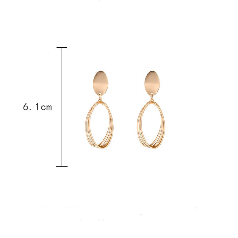 Oval matte hollow earrings -E733G