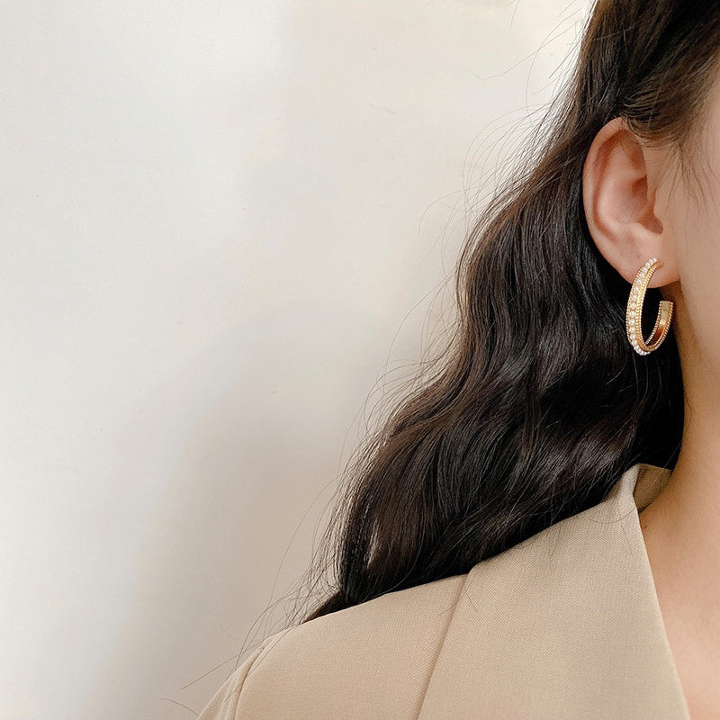 New fashion Pearl half round Earrings -E1759G