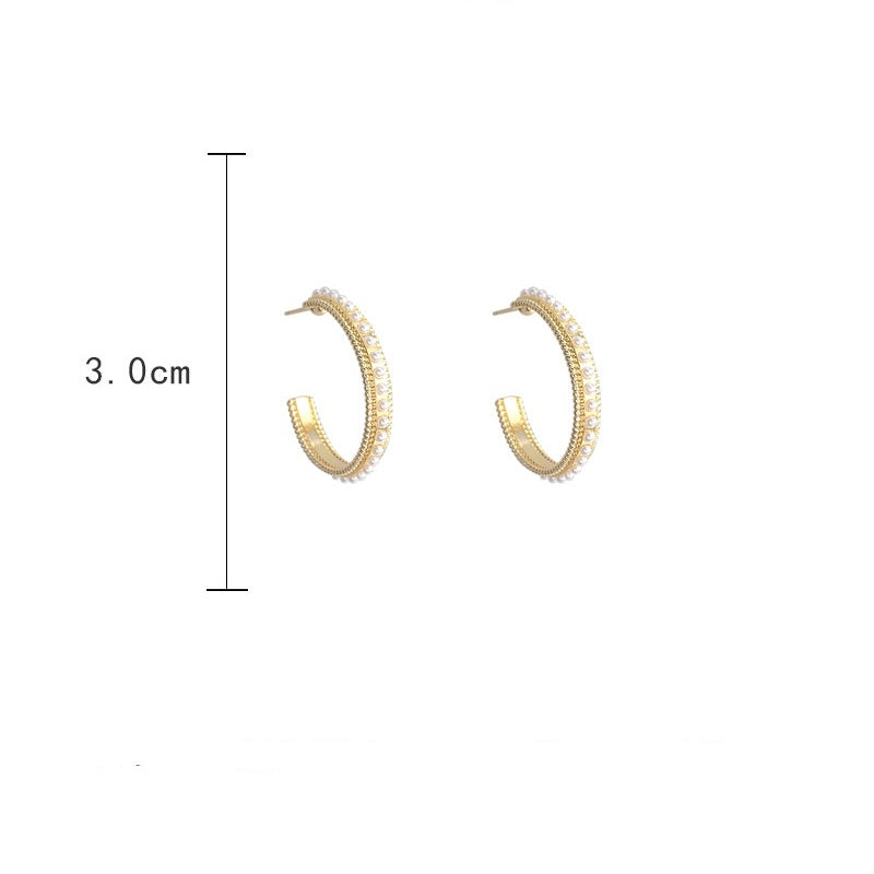 New fashion Pearl half round Earrings -E1759G