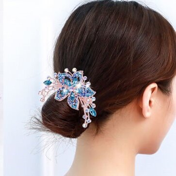 Lake Blue Crystal Hair Comb -HA197BL