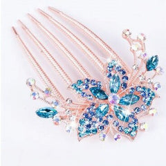 Lake Blue Crystal Hair Comb -HA197BL