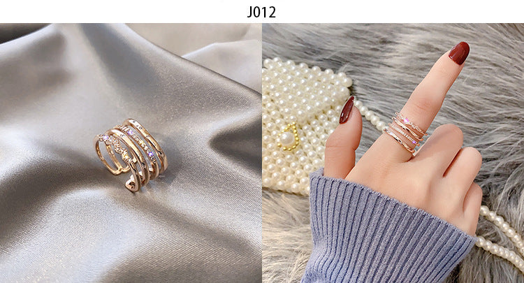 Rose gold Fashion multi-ring ring-J012G