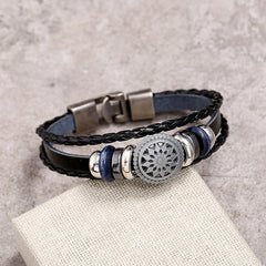 Men's woven cowhide bracelet -DK036L