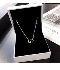 Rose about double ring light luxury high sense necklace -X018T