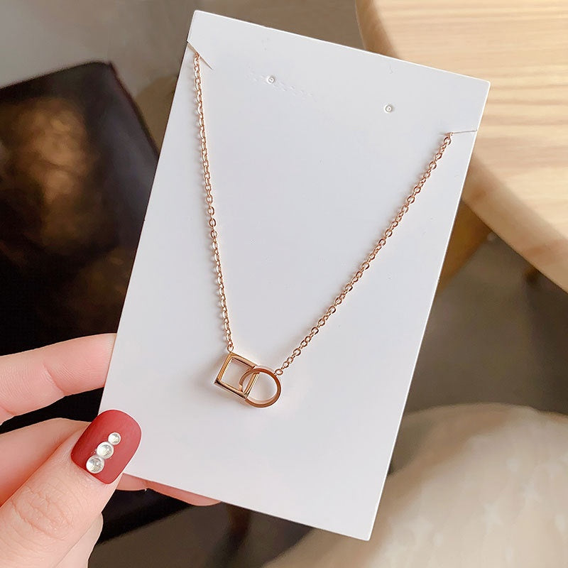 Rose about double ring light luxury high sense necklace -X018T