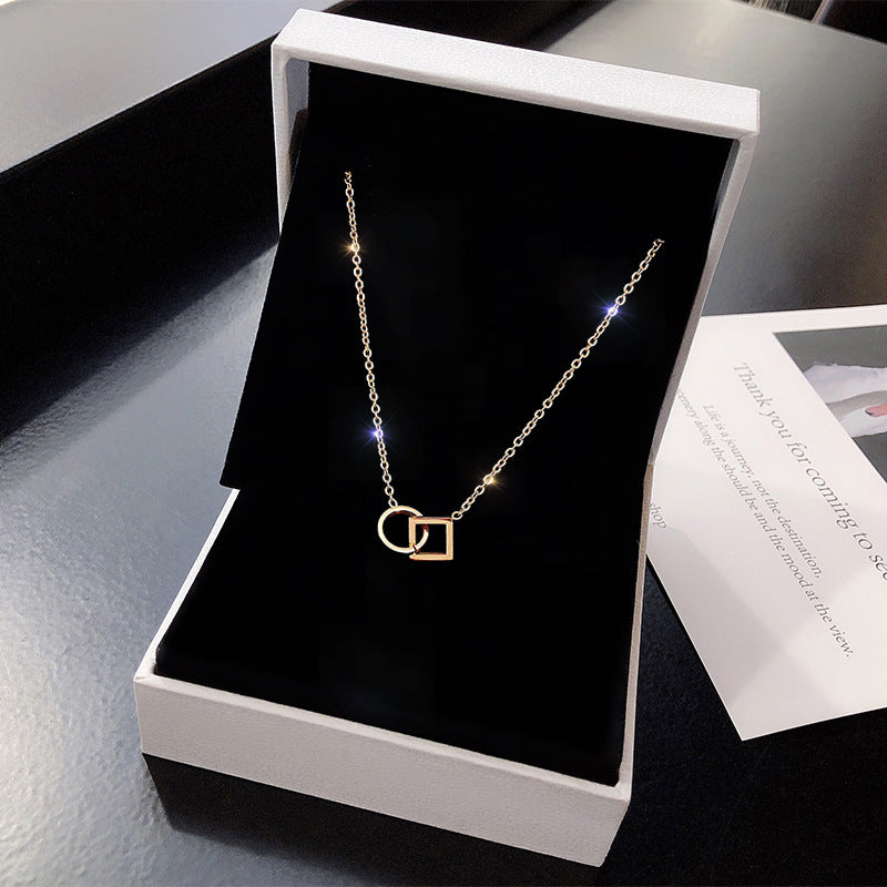 Rose about double ring light luxury high sense necklace -X018T