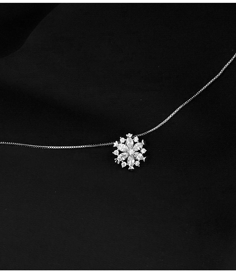 Rose gold Snowflake collarbone necklace -D938