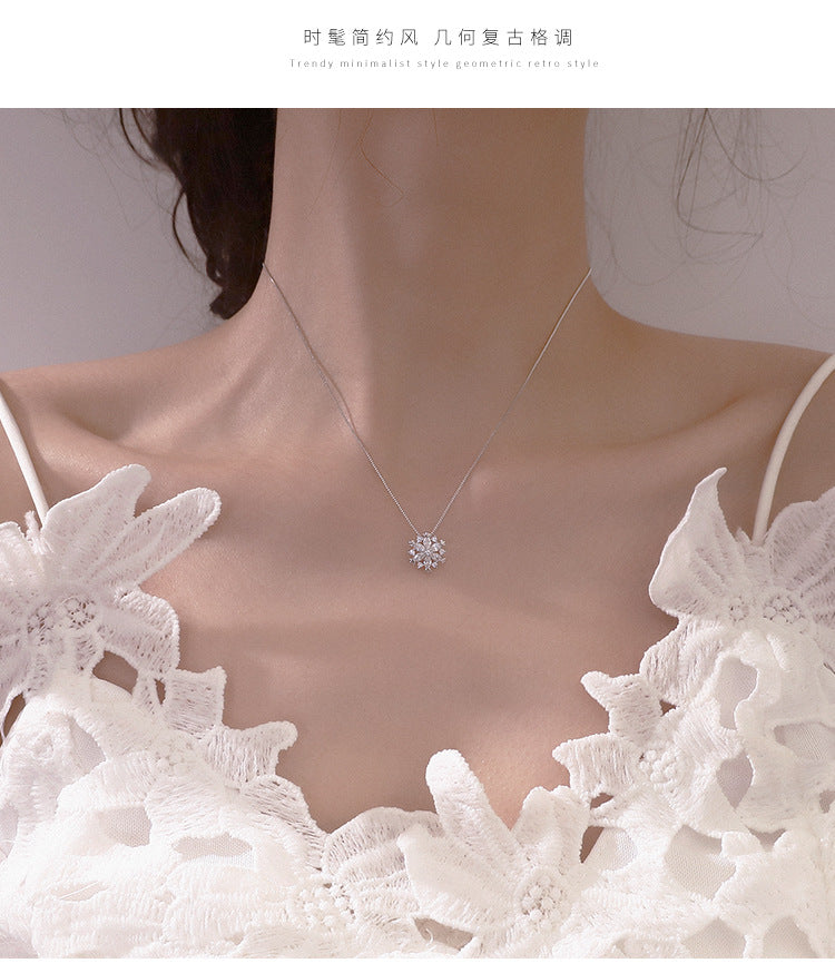 Rose gold Snowflake collarbone necklace -D938