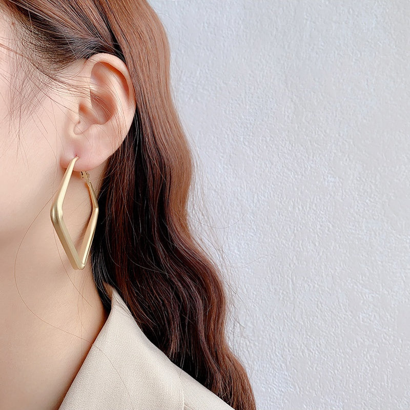 Metallic square earrings -E2351G