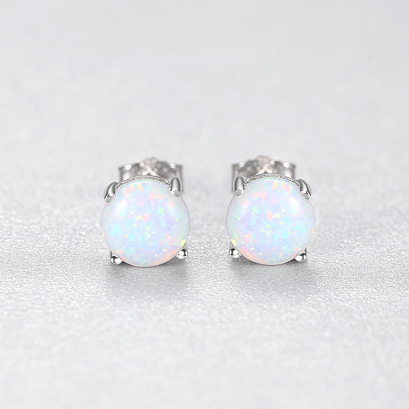 S925 Sterling Silver inlaid Opal Stud earrings -SE0239BL