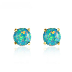 S925 Sterling Silver inlaid Opal Stud earrings -SE0239BL