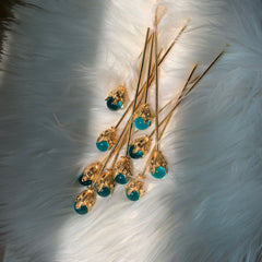 Hanfu ancient style blue crystal ball stick hairpin -HA204