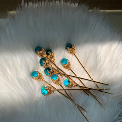 Hanfu ancient style blue crystal ball stick hairpin -HA204