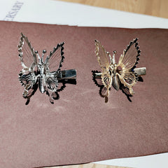 Silver simulated Butterfly Girl hairpin -HA217S