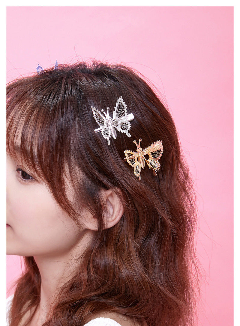 Silver simulated Butterfly Girl hairpin -HA217S