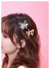 Silver simulated Butterfly Girl hairpin -HA217S