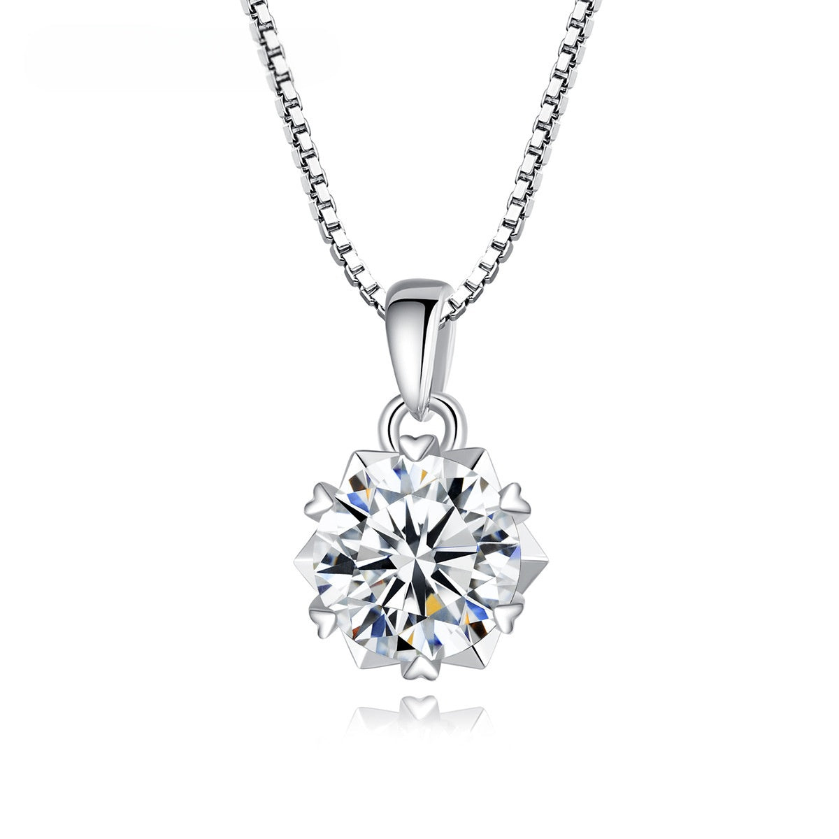 1 carat Mosan Diamond Pendant S925 Silver Necklace -MSN-002