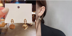 Gold Heart Asymmetrical Earrings -E2469G