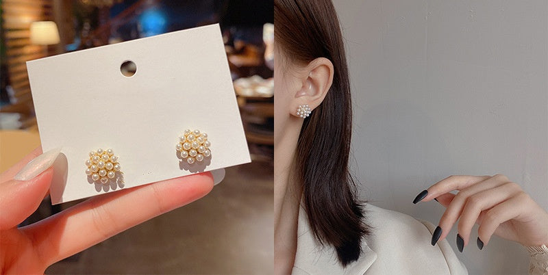 Starry Pearl Ball Earrings -E2509G