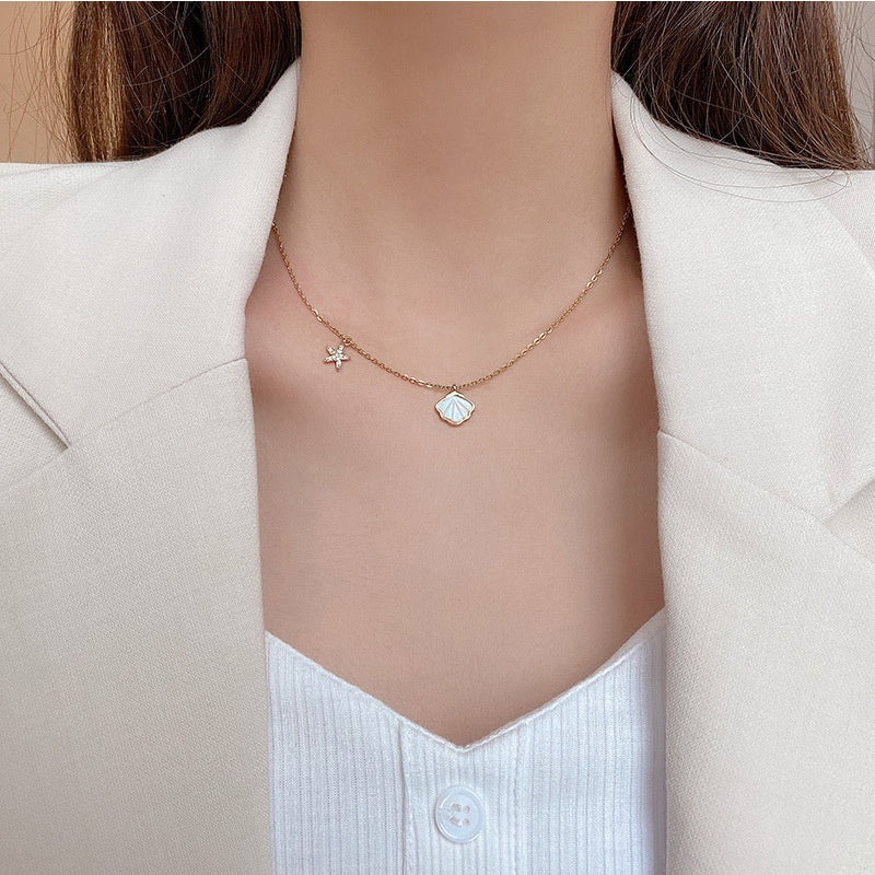 Elegant lady Starfish shell necklace -X173G