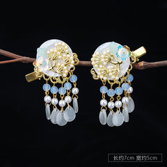 Hanfu Accessories Step Swing fringe hairpin gold pair -HA223G