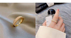 Adjustable ring with gold plated pearl opening -J116G