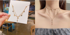 British designer Deep Sky multi-chain overlapping necklace -X071G