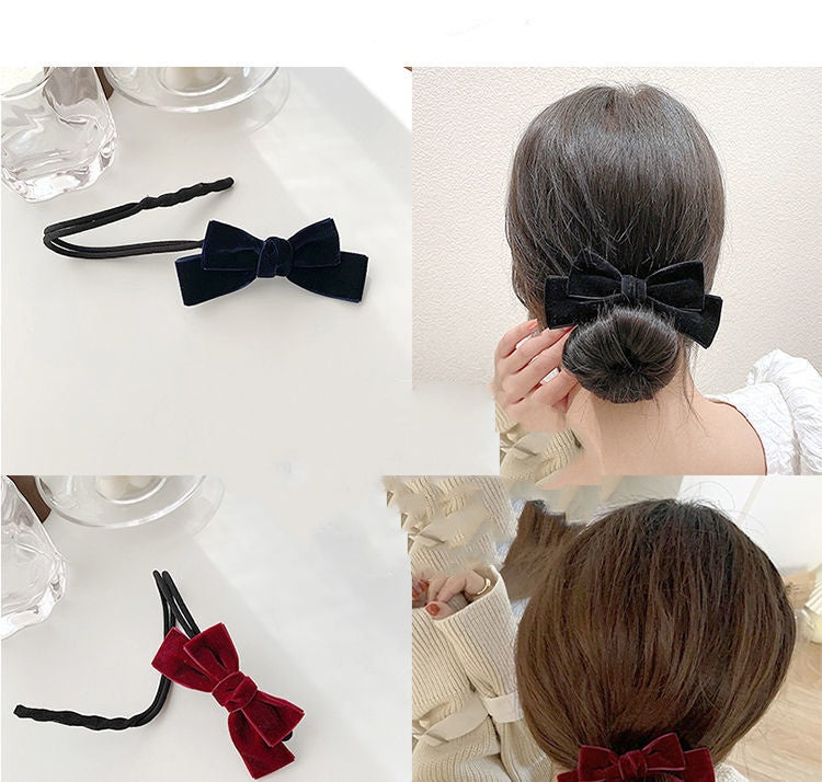 Korean velvet bow Lazy Hair Driller Hair accessories -HA224