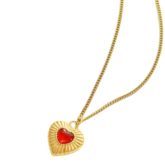 Celebrity Temperament Red agate Love Pendant Necklace -NE308G