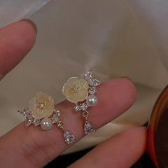 S925 Silver Needle Plum Blossom Pearl Earrings -YX1150