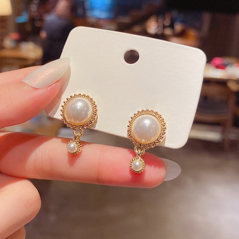 Simple Double pearl earrings -E2506G