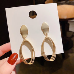 Oval matte hollow earrings -E733G