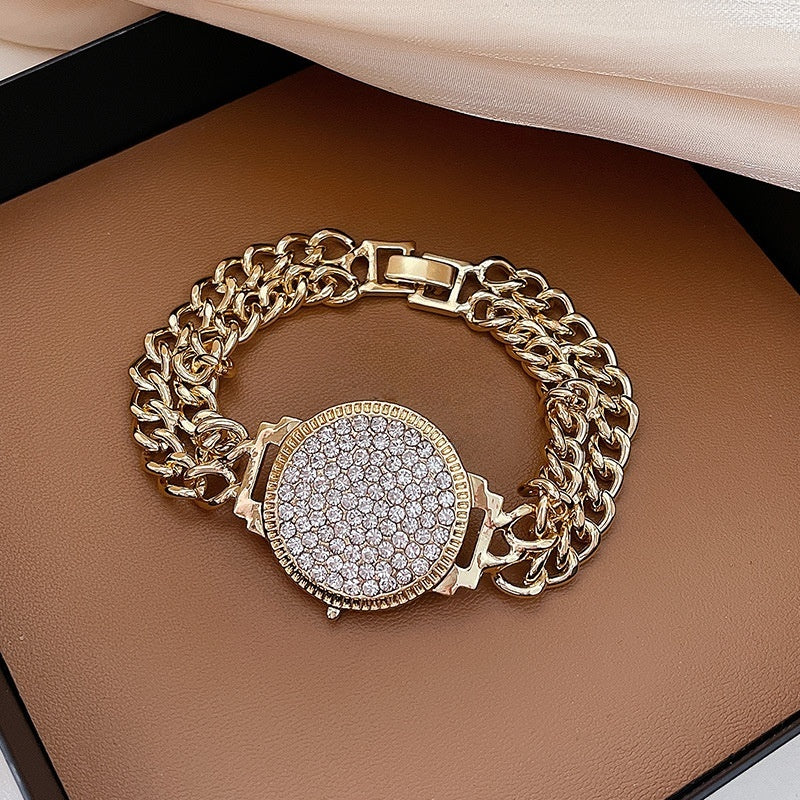 Gold plated diamond watch bracelet Network red -S066G