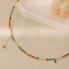 Freshwater Pearl Colorful Millet beaded Necklace with Fringe -DMS00366