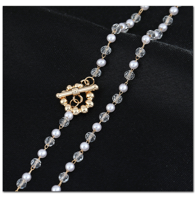 Pearl crystal ring European and American ins clavicle chain -NE251