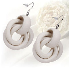 White round spiral wooden earrings -ER230W