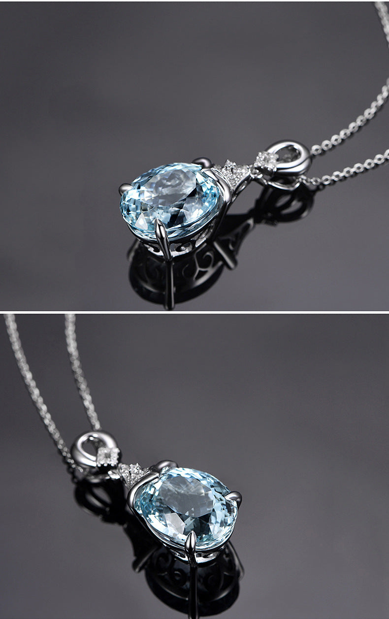 Synthetic Aquamarine necklace -D363S