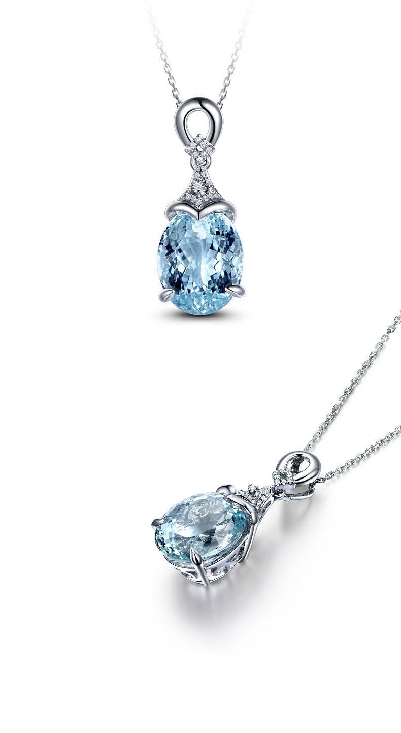 Synthetic Aquamarine necklace -D363S