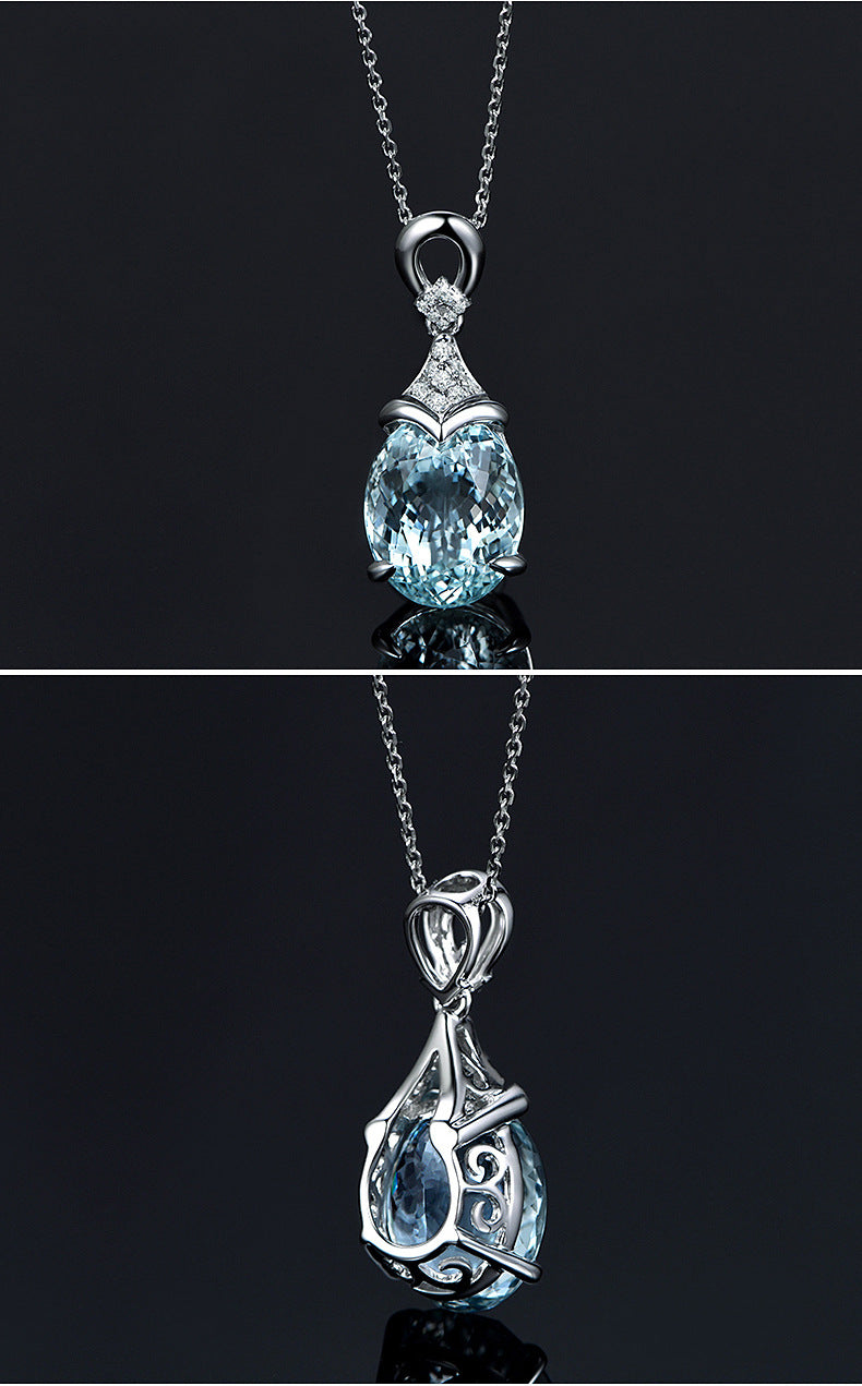 Synthetic Aquamarine necklace -D363S