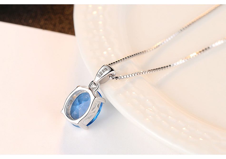 Pure Sky Blue s925 Sterling Silver Necklace - SN0104