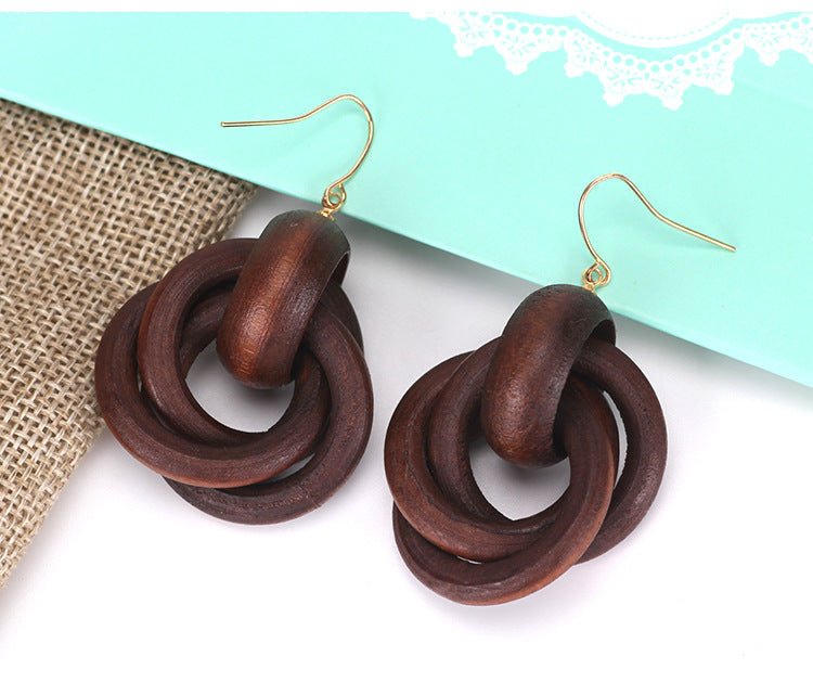 European and American style round spiral fashion wooden earrings-SJ230S