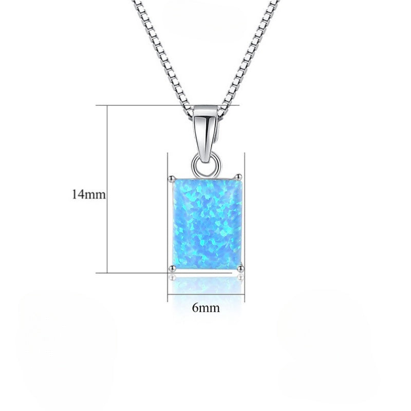 Blue Opal Pendant 925 Silver necklace -SN0142BL
