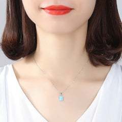 Blue Opal Pendant 925 Silver necklace -SN0142BL