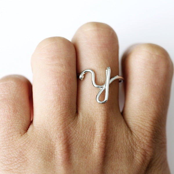 Fashion silver 26-letter ring YC-R71