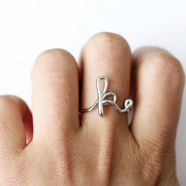 Fashion rose gold silver letter ring jewelry YC-R70