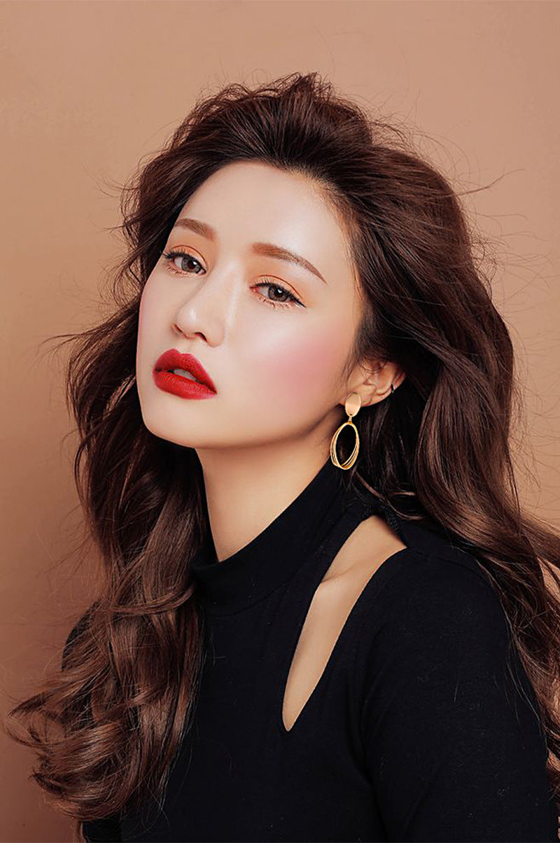 Oval matte hollow earrings -E733G